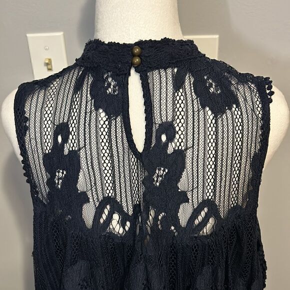 Maurice's Lace Midi Dress‎ Sleeveless Mock Neck Black Floral Romantic Party - Picture 3 of 6